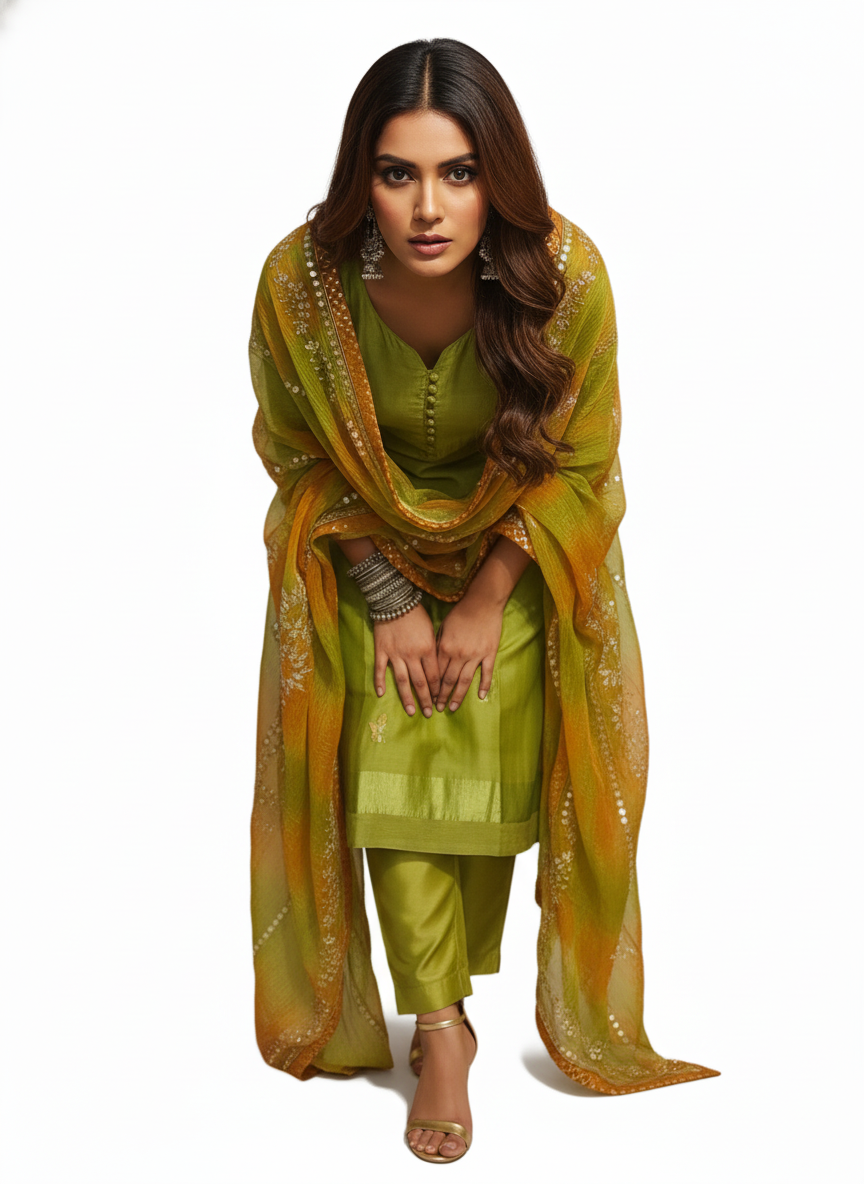 Semi Stitched Formal chanderi Suitset