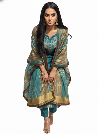 Semi Stitched Formal Chanderi Suitset