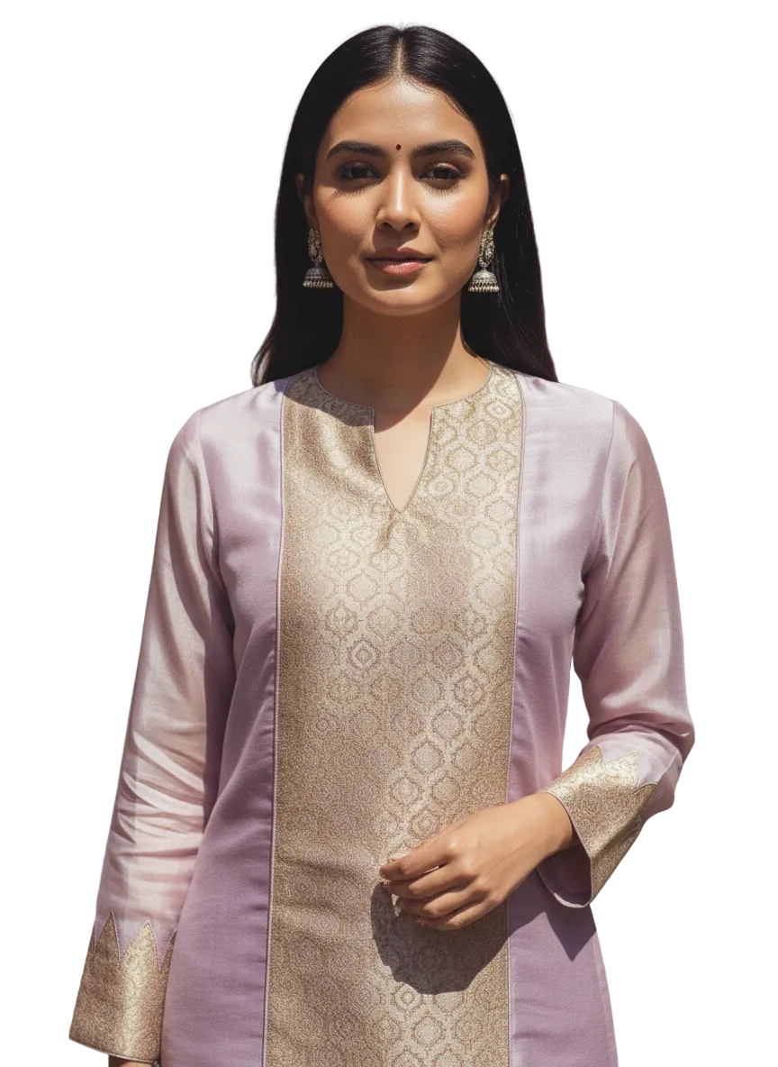 Semi Stitched Formal chanderi Kurta