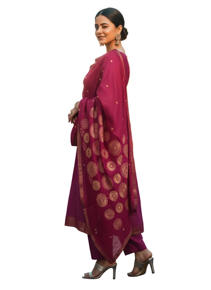 Semi Stitched Formal chanderi Suitset