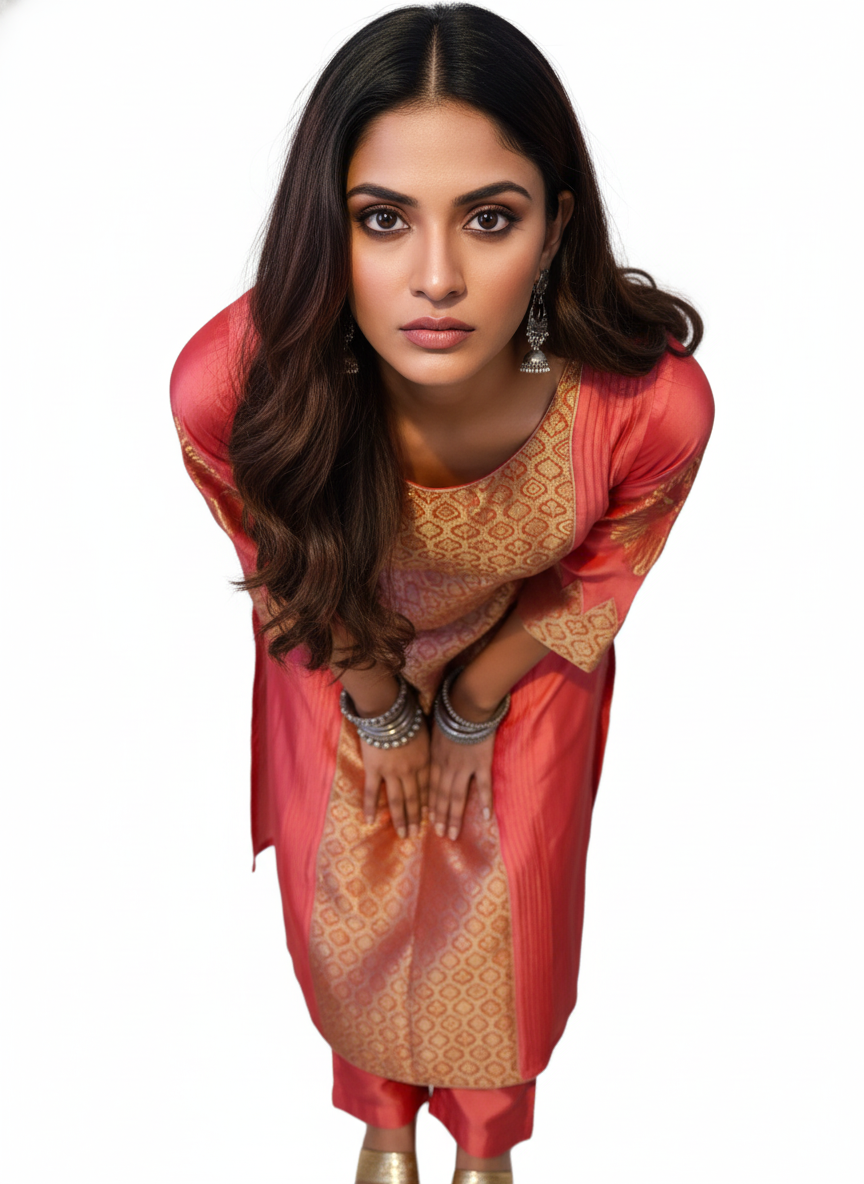 Semi Stitched Formal chanderi Kurta