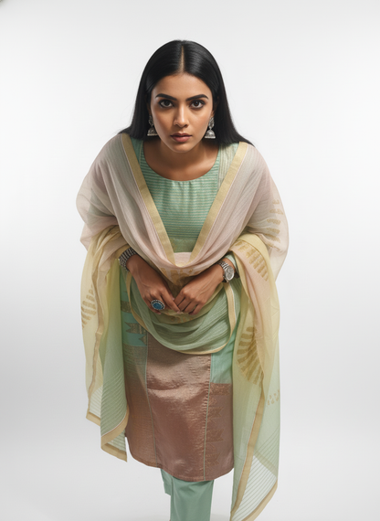 Semi Stitched Formal Chanderi Suitset