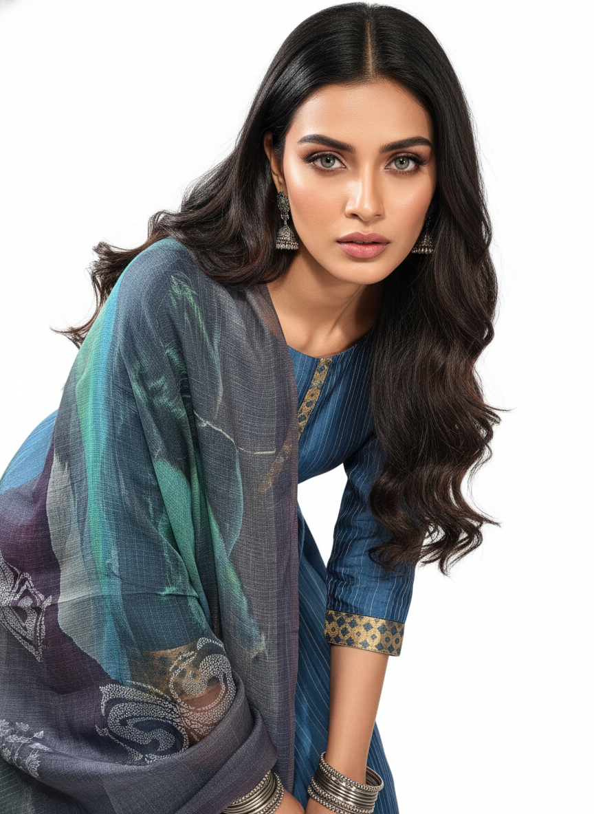 Semi Stitched Chanderi Casual Suitset