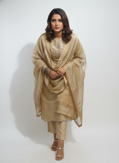 Semi Stitched Formal Chanderi Suitset