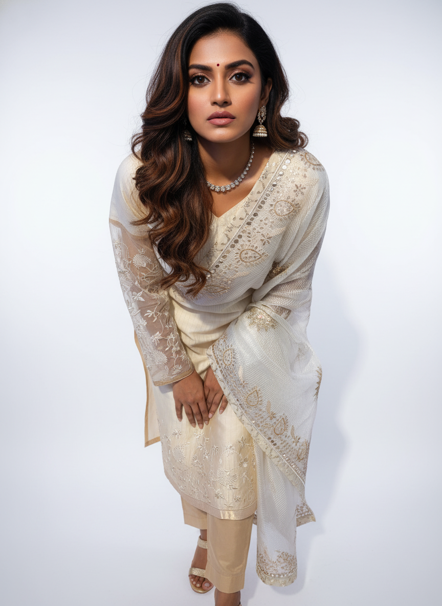 Semi Stitched Formal chanderi Suitset