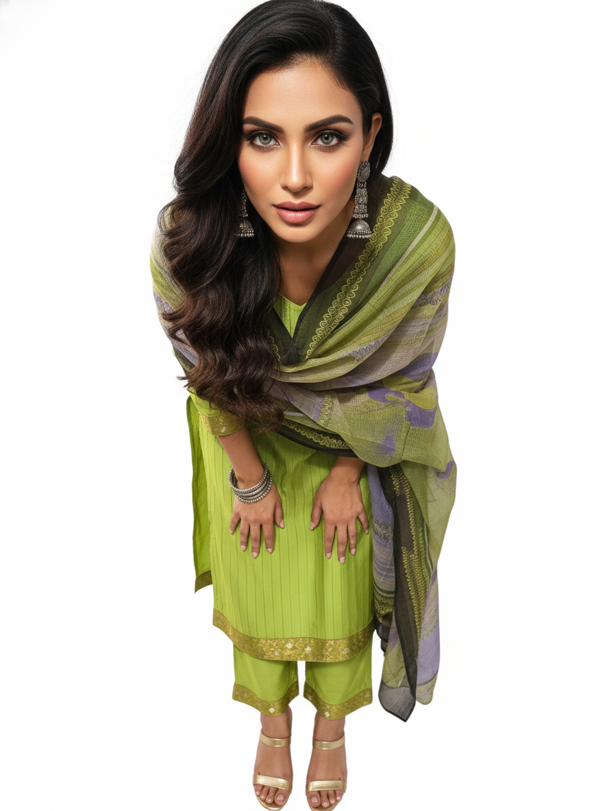 Semi Stitched Chanderi Casual Suitset