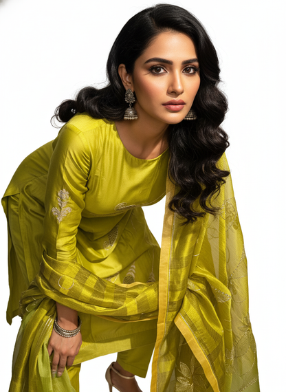 Semi Stitched Formal chanderi Suitset