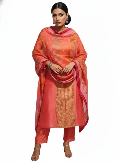 Semi Stitched Formal Chanderi Suitset