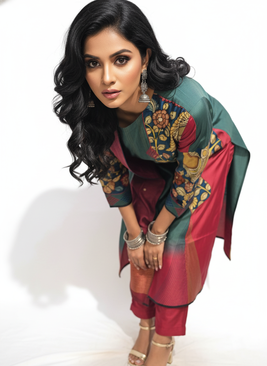 Semi Stitched Formal chanderi Suitset