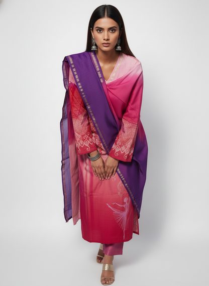 Semi Stitched Cotton Suitset