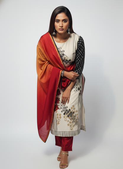 Semi Stitched Cotton Suitset