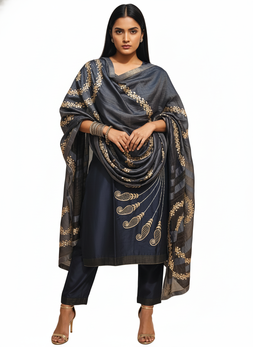 Semi Stitched Formal Chanderi Suitset