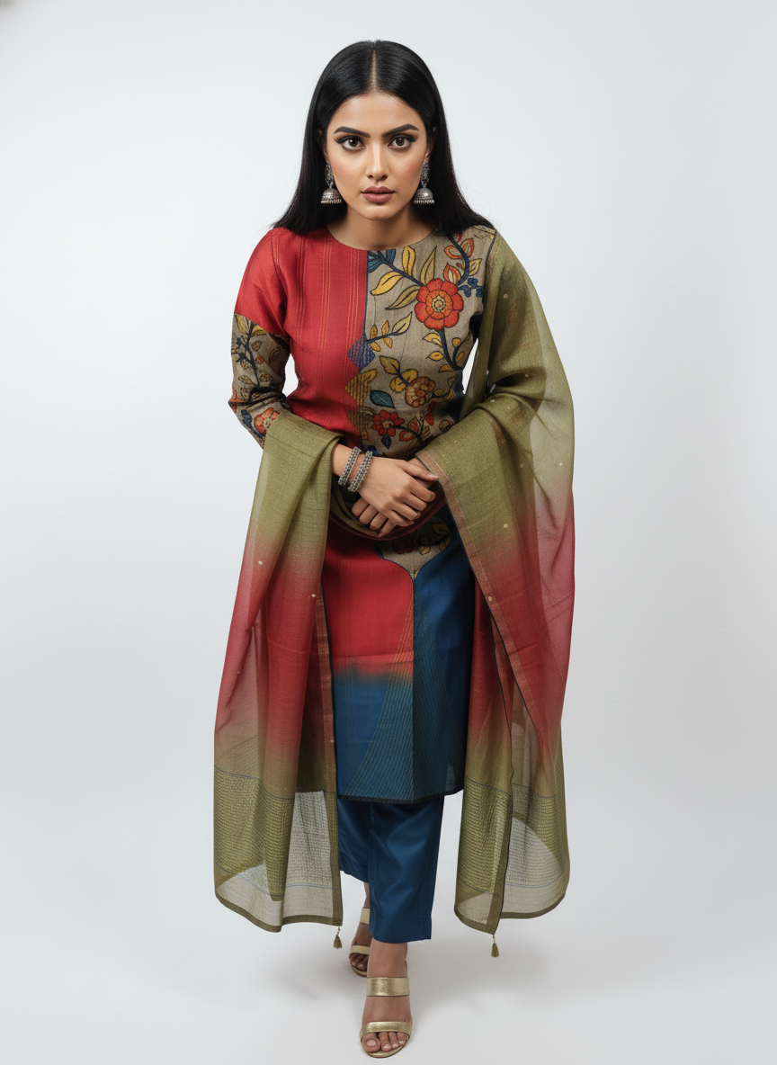 Semi Stitched Formal Chanderi Suitset