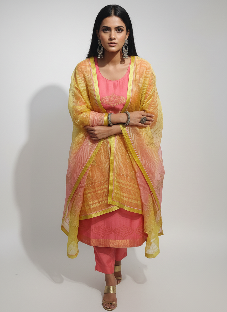 Semi Stitched Formal Chanderi Suitset