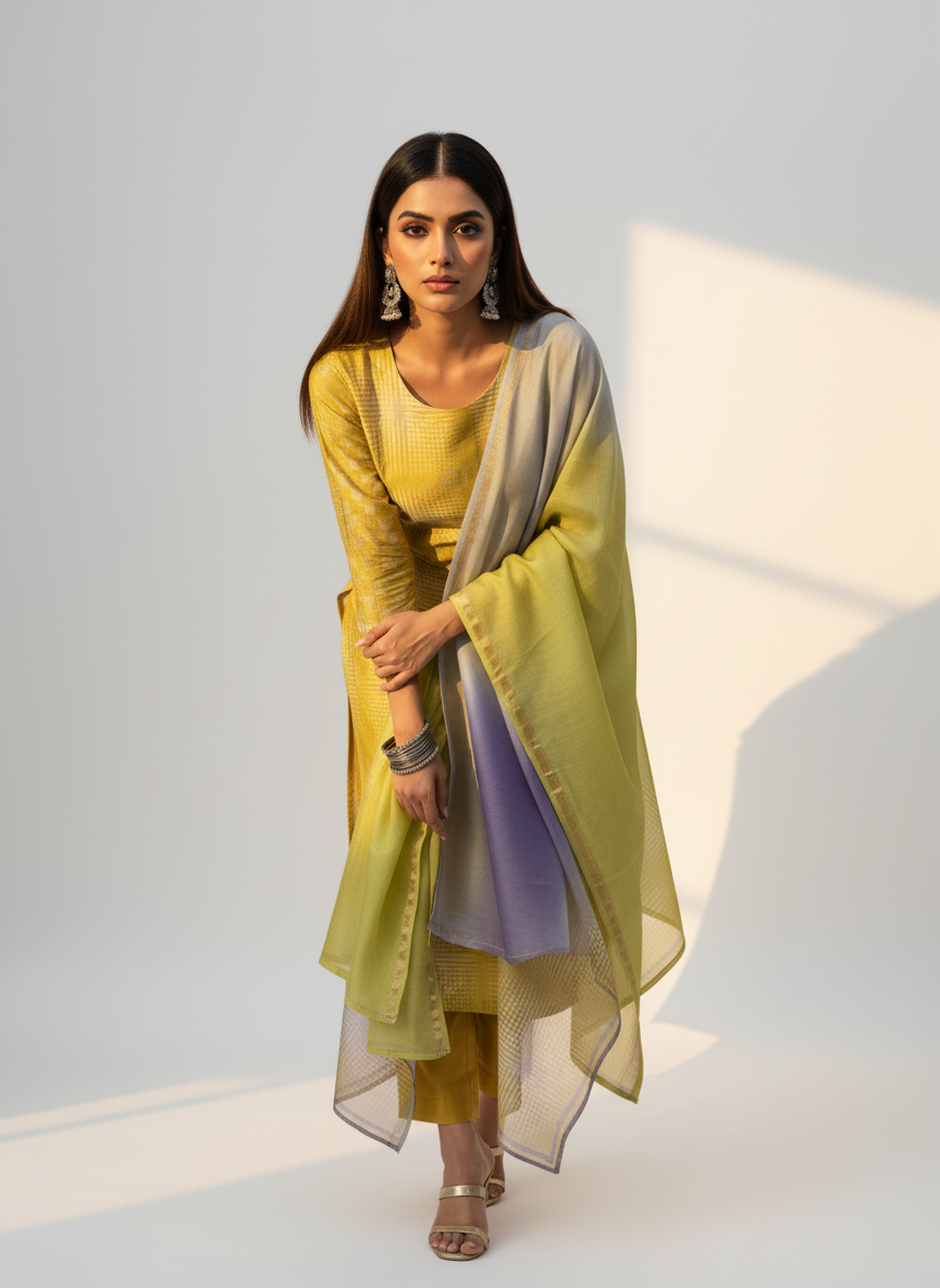 Semi Stitched Cotton Casual Suitset