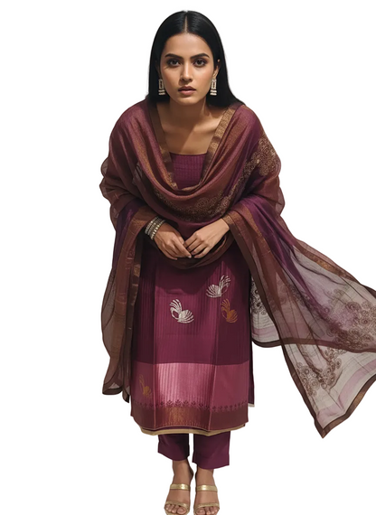 Semi Stitched Formal Chanderi Suitset