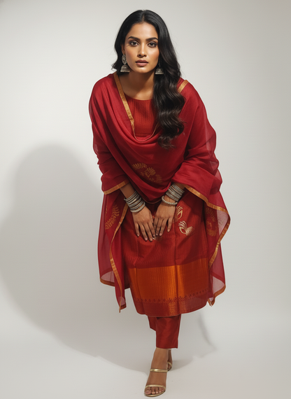 Semi Stitched Formal Chanderi Suitset