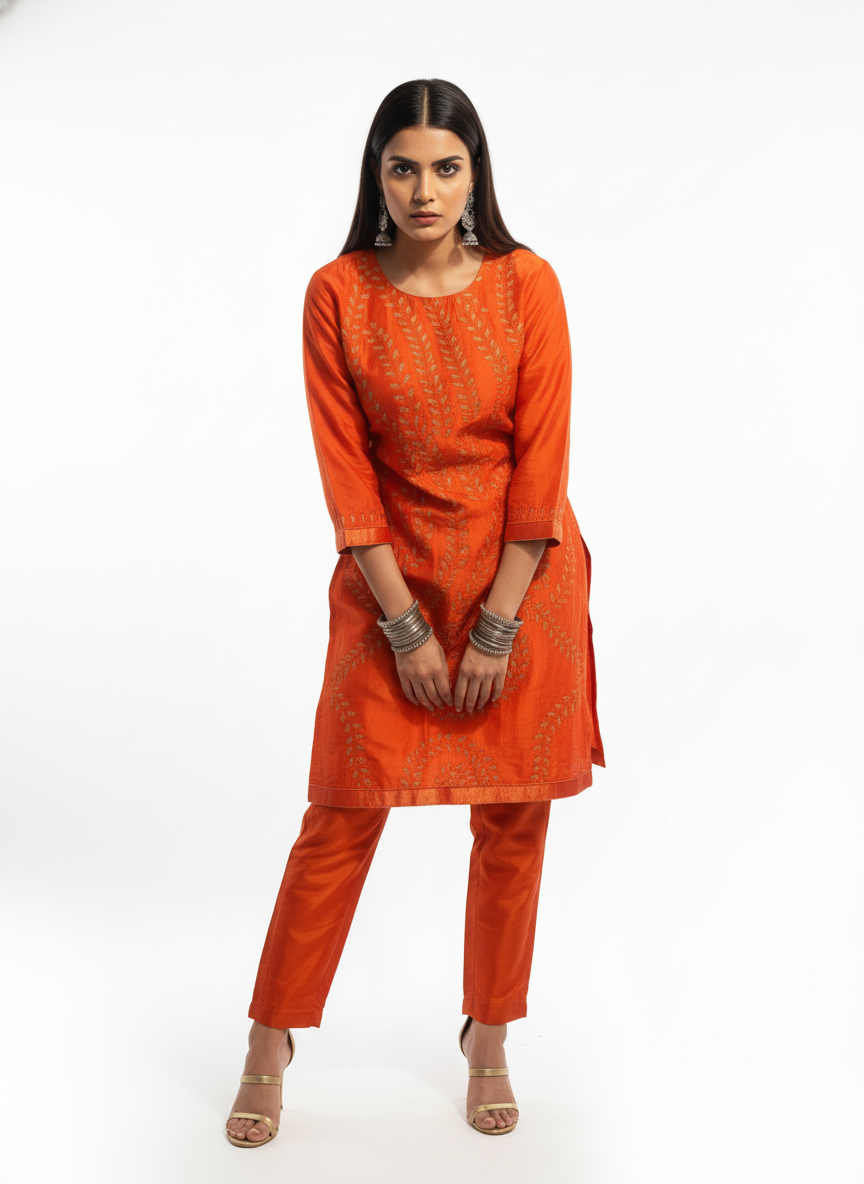Semi Stitched silk cutwork applique Short Tunic