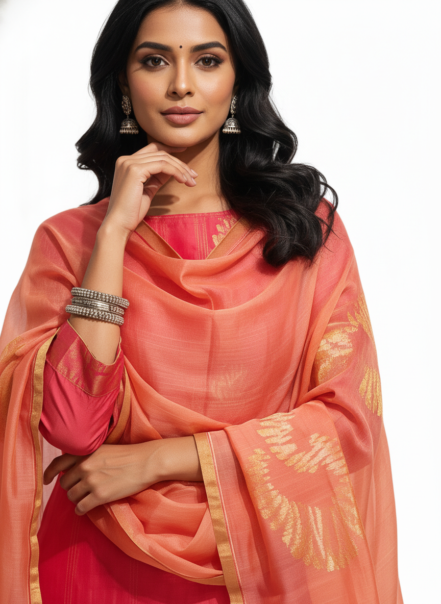 Semi Stitched Formal Chanderi Suitset
