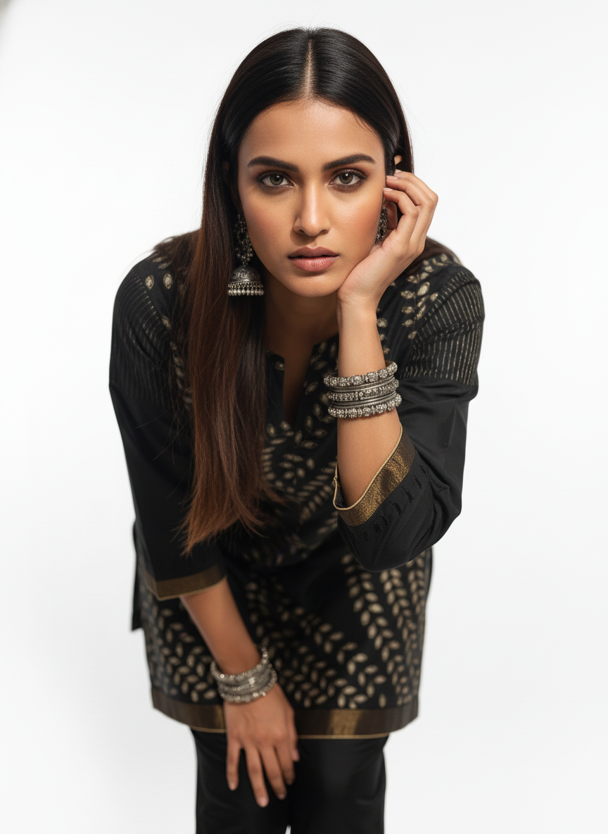 Semi Stitched silk cutwork applique Short Tunic