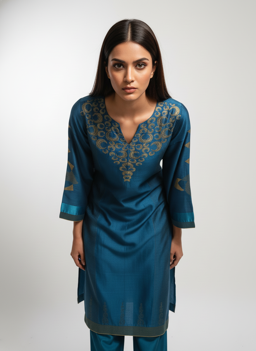 Semi Stitched Formal chanderi Kurta