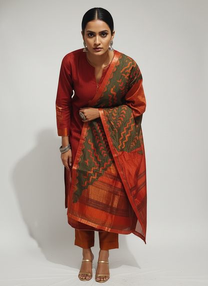 Semi Stitched Formal Chanderi Suitset