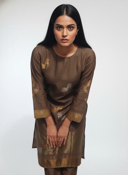 Semi Stitched Formal chanderi Kurta