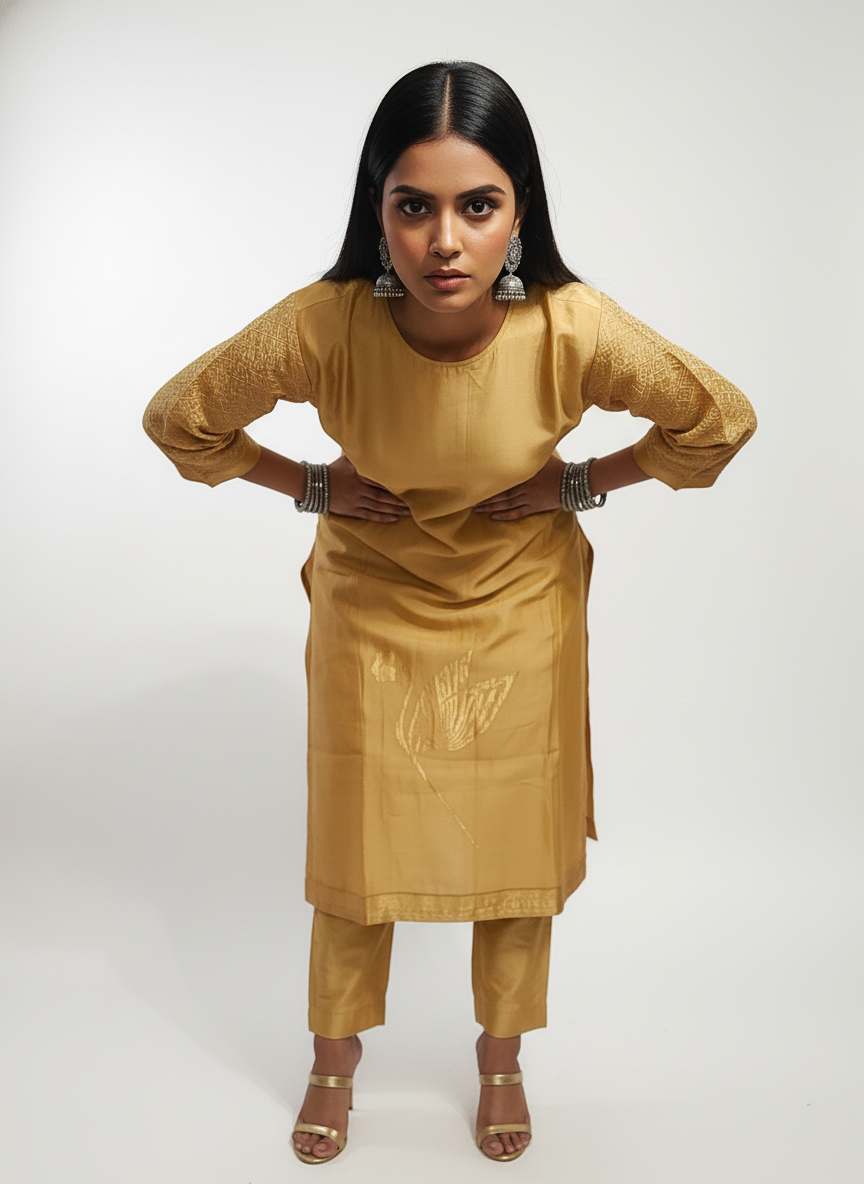 Semi Stitched Formal chanderi Kurta