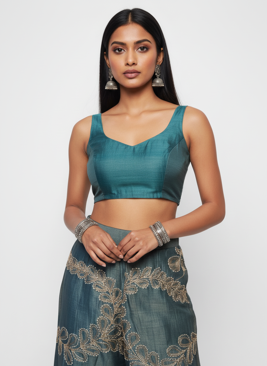 Formal Silk Linen Embroidered Palazzo pant (VKSKT01MAR16)