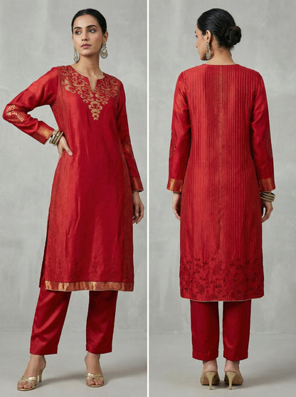Semi Stitched Formal chanderi Kurta