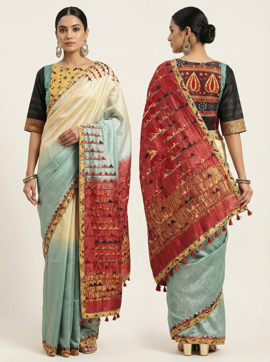 Formal Chanderi Silk Ajrakh Saree