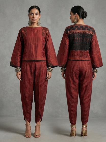 Semistitched Chanderi Formal Blouse With Ajrakh VISHAL KAPUR STUDIO