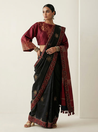 Formal Chanderi Zari Woven With Ajrakh Saree