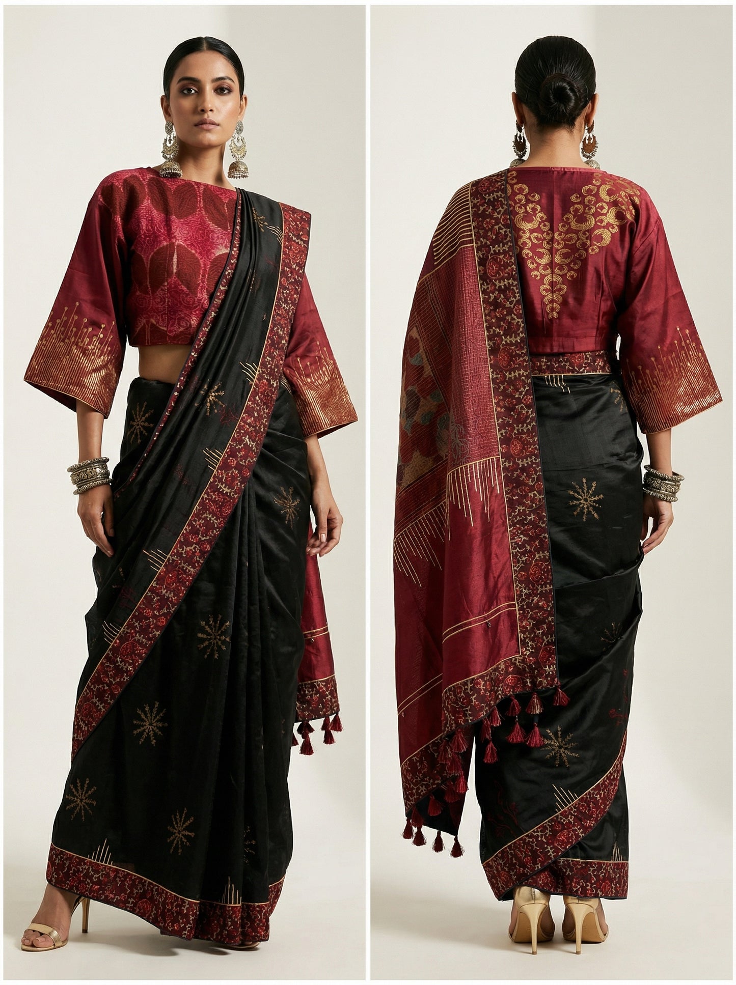 Formal Chanderi Zari Woven With Ajrakh Saree
