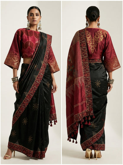 Formal Chanderi Zari Woven With Ajrakh Saree