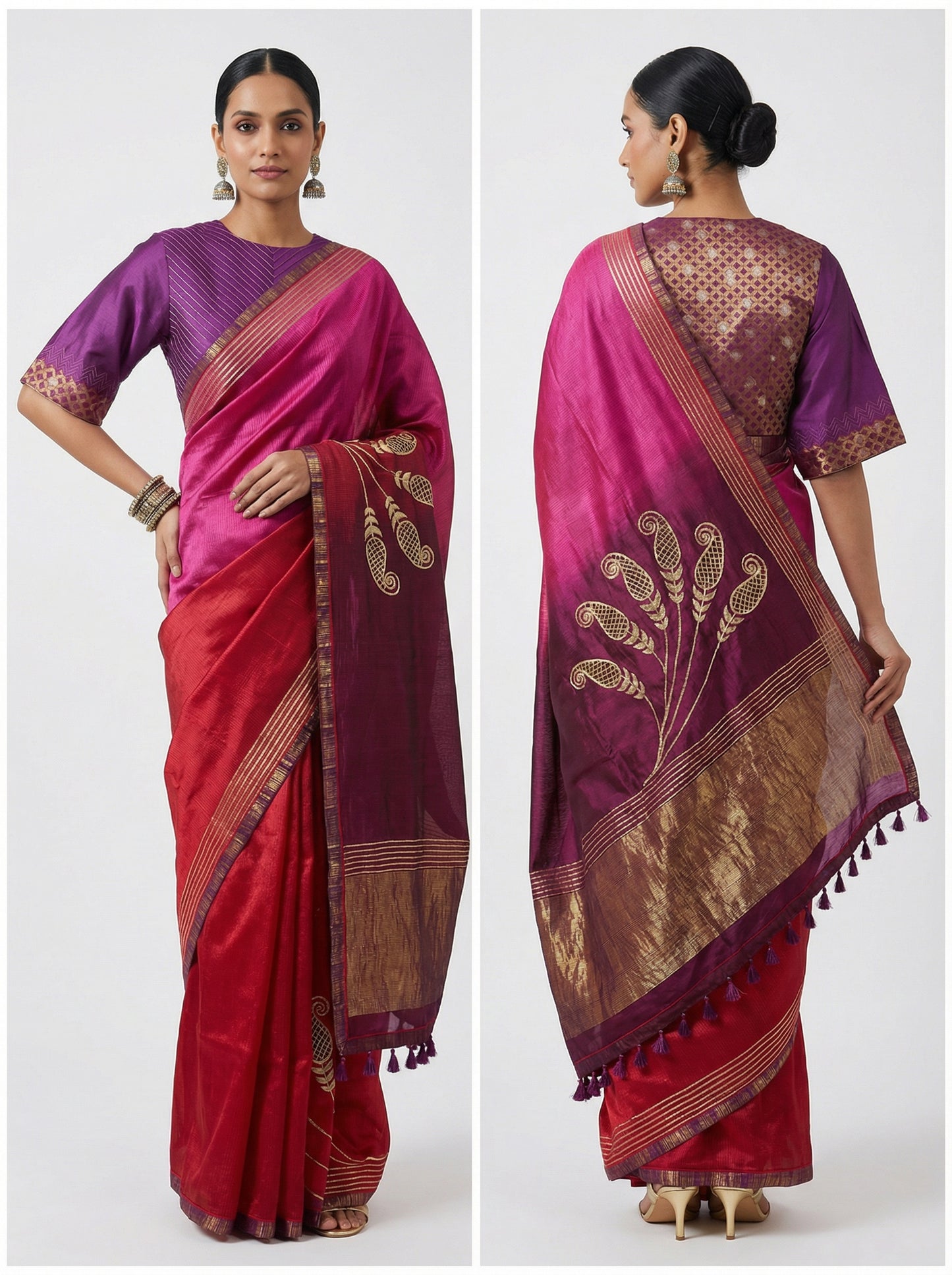 Formal Silk paisley jaali zardozi Saree
