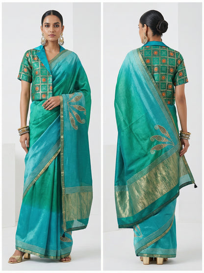Formal Silk Paisley Zardozi saree