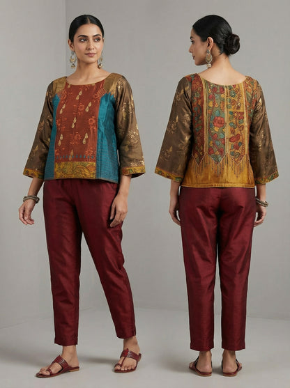 Stitched Chanderi Kalamkari Ɓlouse