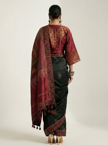 Formal Chanderi Zari Woven With Ajrakh Saree