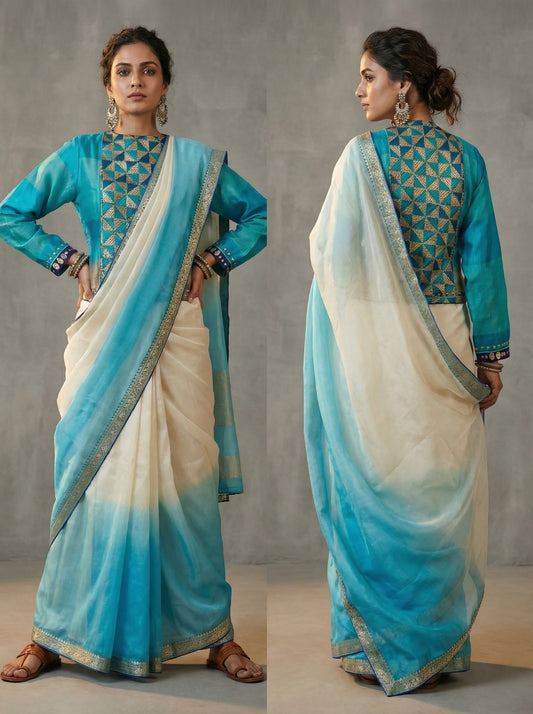 Semistitched Blouse with Fulkari Embroidery