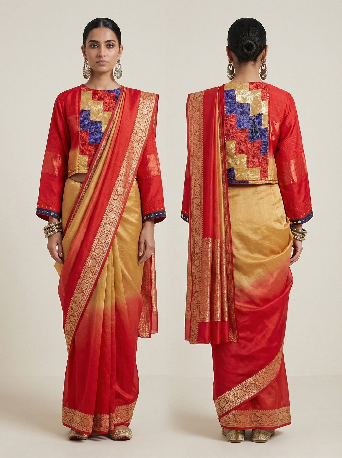 Semistitched Blouse with Fulkari Embroidery