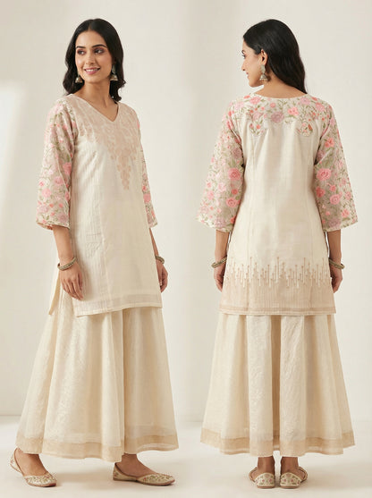 Semi stitched divided Skirtset