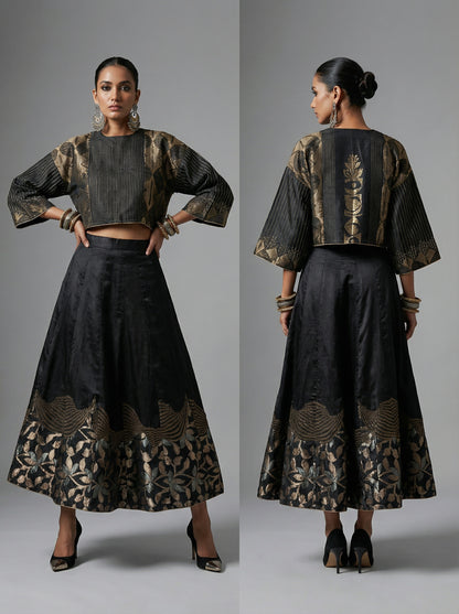 Semi stitched Formal Skirtset