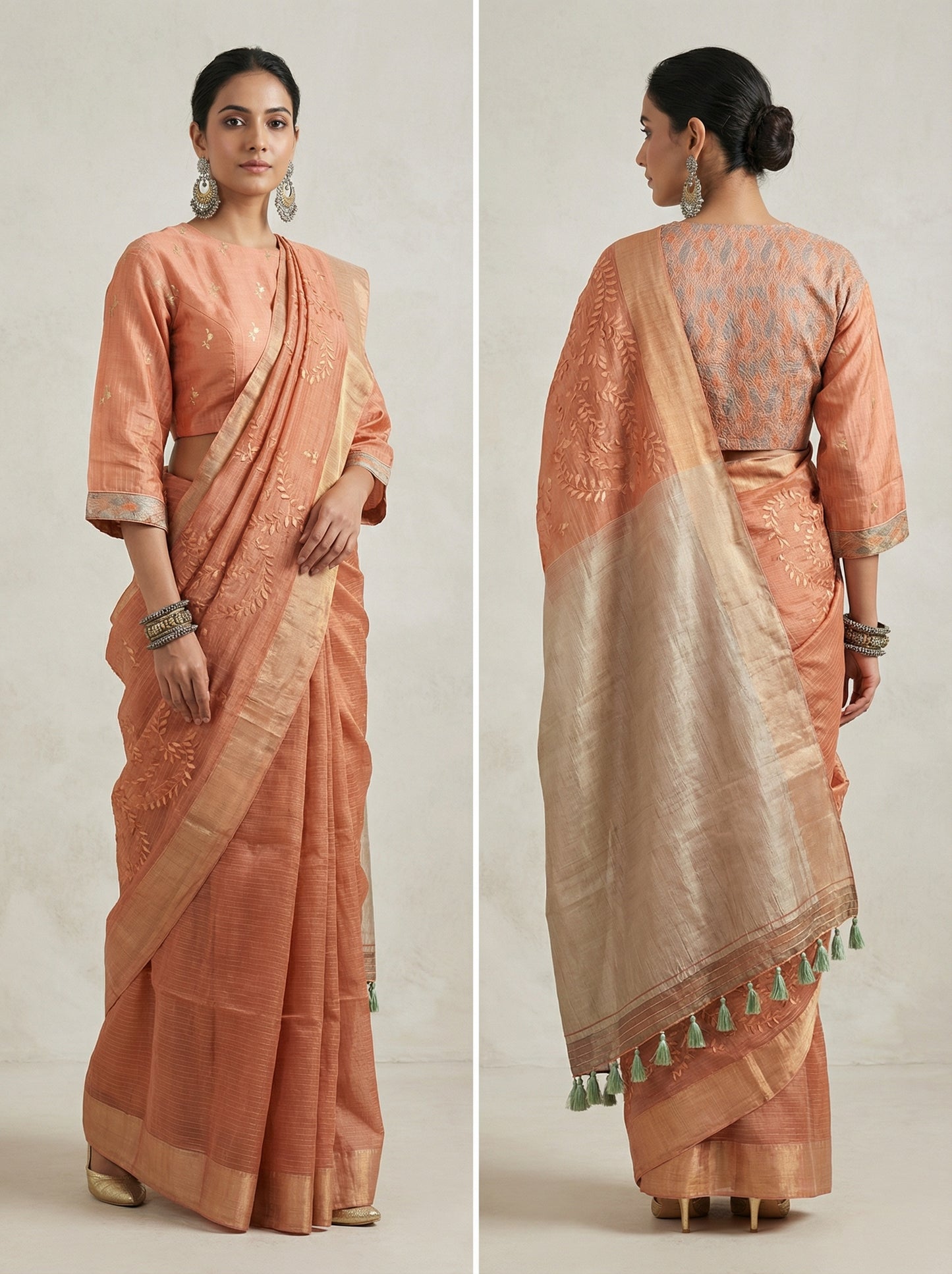 Formal Pure Silk Tissue Applique Saree