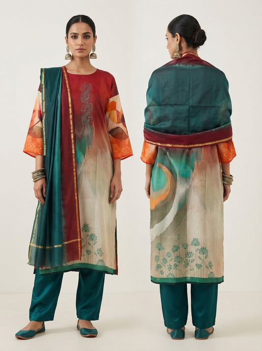 Semi Stitched Cotton Casual Suitset