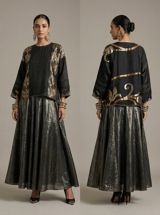 Semi stitched Formal Skirtset