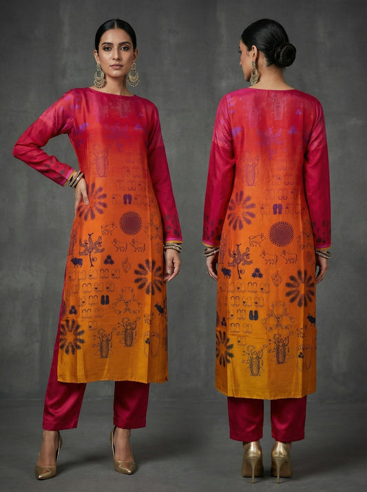 Semi Stitched Chanderi Kurta