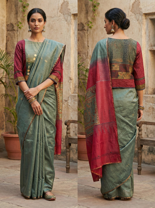 Chanderi Silk Ajrakh Saree