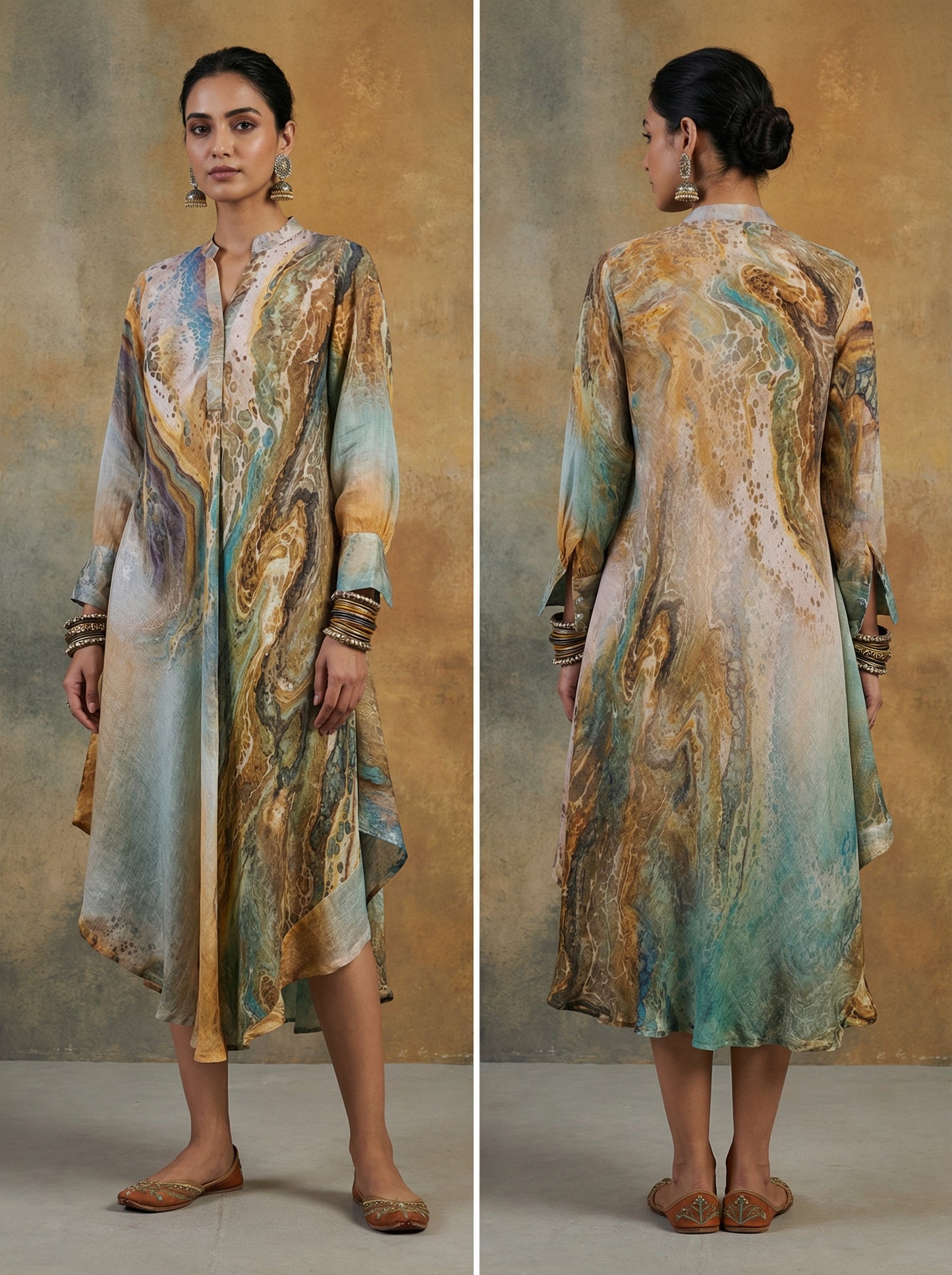 Stitched Digital Printed Long Dress