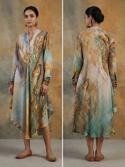 Stitched Digital Printed Long Dress